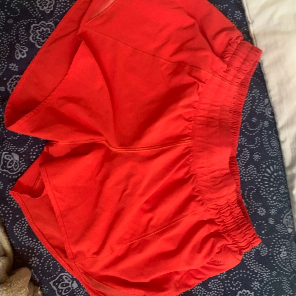 Red orange lululemon shorts